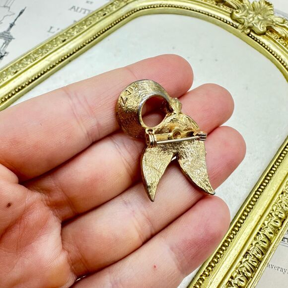 Vintage Jewelry Lidz Brothers Gold Tone Pearl Brooch Pin - Picture 3 of 4